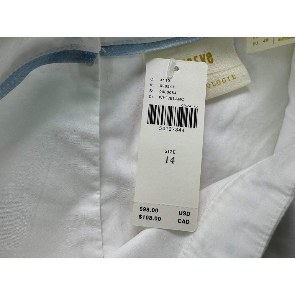 Maeve Anthropologie Blouse Womens 14 White Bell Sleeve Top NEW - Picture 6 of 15